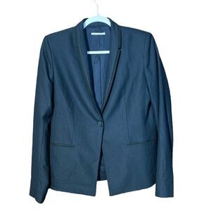 T TAHARI Single Breasted One Button Shawl Lapel Blazer Blue Women's Size 8